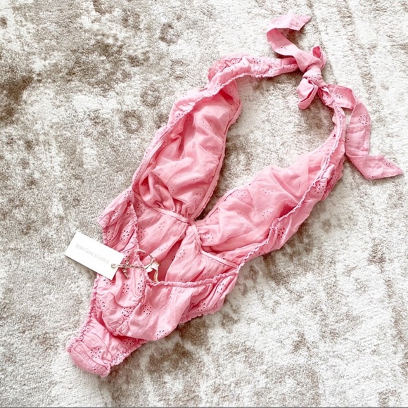 LoveShackFancy Peony Bodysuit in Salmon Pink, new with tags, size small - Picture 9 of 16